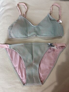 Xhilaration Pastel Mint & Pink Textured Two-Piece Bikini